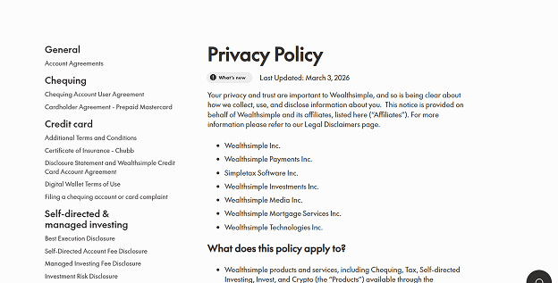 Mid-fidelity screen: Privacy Policy page